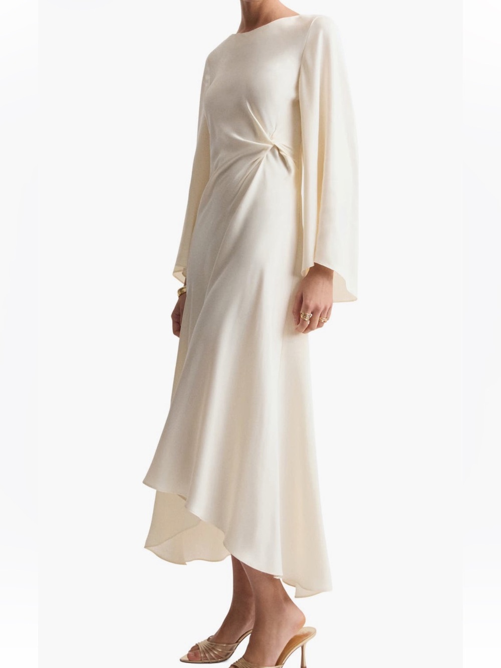 MANGO twist flutter sleeve dress